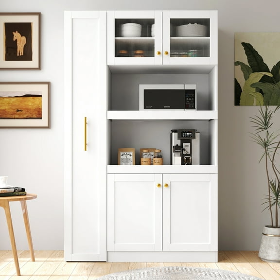 Multi-functional Pull-out Shelf Cabinet For Pantry - 4 Door In White A Tidy Media Room 4-door Kitchen With Multi An Organized Basement