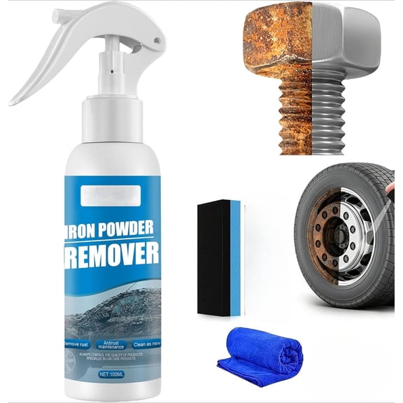 Multi-functional Quick-acting Rust Removal Spray, Iron Powder & Rust Remover for Metal, Car Wheels, Tools, Chains and Automotive Parts