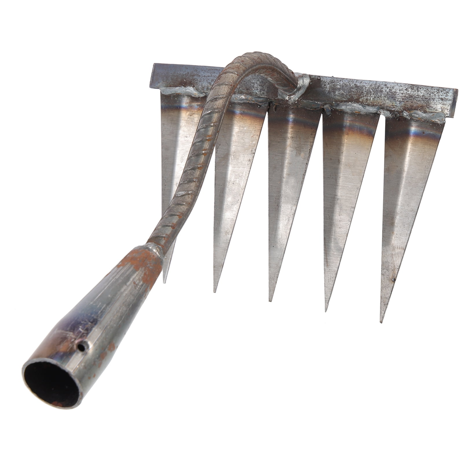 4 Inch Rake KAKOWELY Carbon Steel Weeding Rake Tool with Handle for Garden and Lawn ...