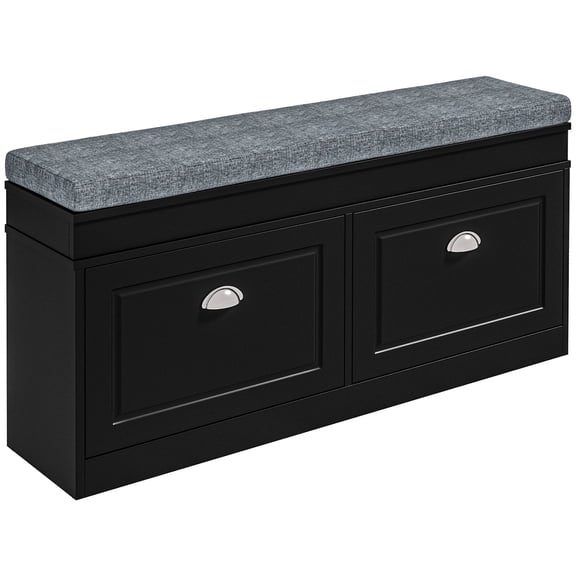 Multi - functional Shoe Bench in Black Color / Comfortable Sitting in Mudroom