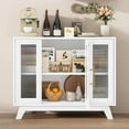 thumbnail image 1 of Multi-functional Sideboard Buffet Cabinet with Fluted Glass Door, 36" Modern Accent Storage Cabinet with 2-Tier Storage, White Coffee Bar Cabinet for Kitchen Dining Living Room, 1 of 7