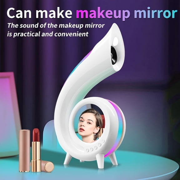 Multi-functional Smart Speaker With Alarm Clock, Makeup Mirror, And Atmosphere Light - The Perfect Home Entertainment System