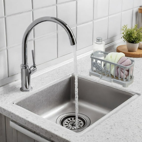 Multi-functional Sponge Drain Rack Kitchen Sink Organizer Compact Design Storage Tool Bathroom Counter Soap Holder Ventilated Drying Station For Sponges Scrub Brushes Kitchen Accessories