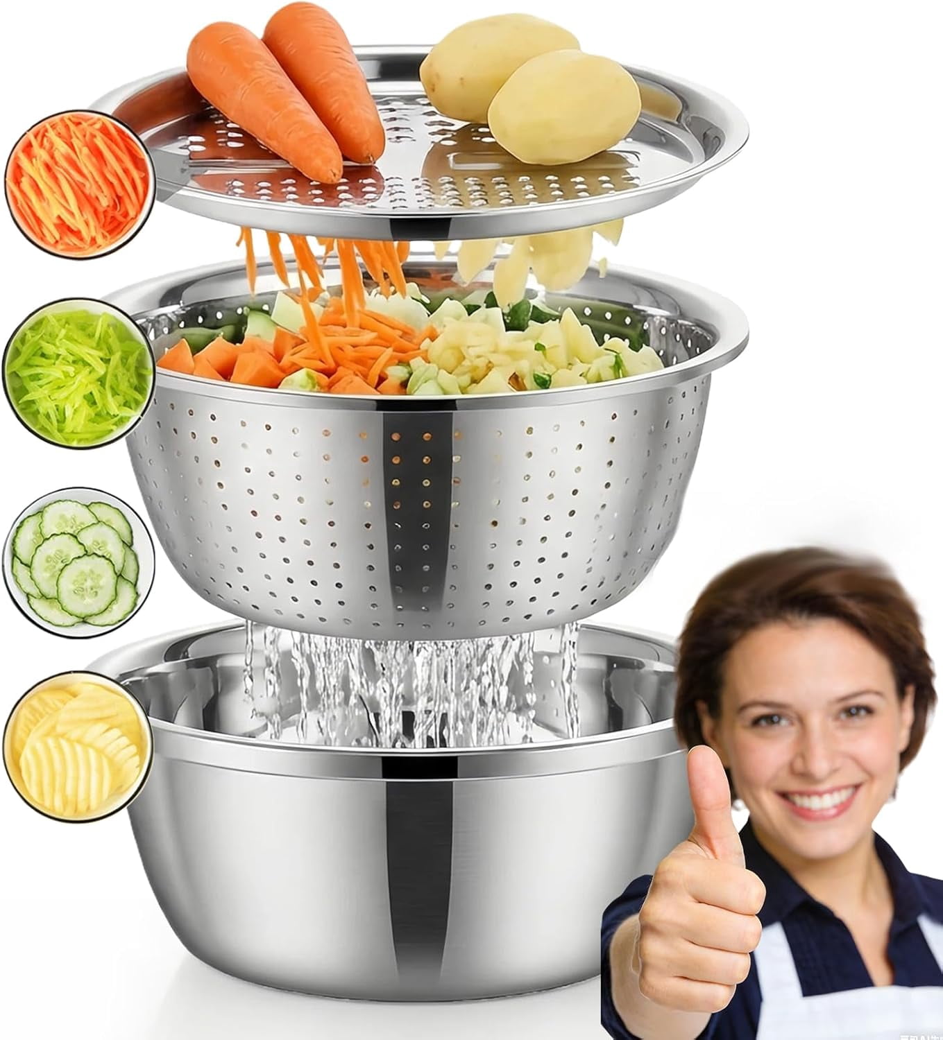 Multi-functional Stainless Steel Basin – 5-in-1 Draining Basket for ...