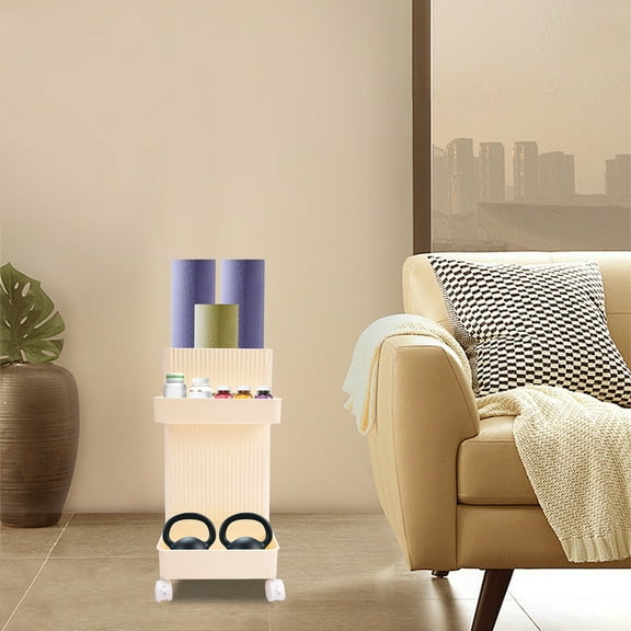 Multi-functional Storage Rack with 4 Universal Wheels for Homes, Gyms, Schools, Yoga Studios, and Other Places to Hold Badminton, Small Yoga Balls, Foam Rollers, Yoga Blocks, Dumbbells, and More