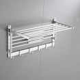 thumbnail image 1 of Multi-functional Structural Rack, Wall Mounted Clothes Drying Rack for Laundry Room, Bathroom, Kitchen, and More, Silver, 1 of 11