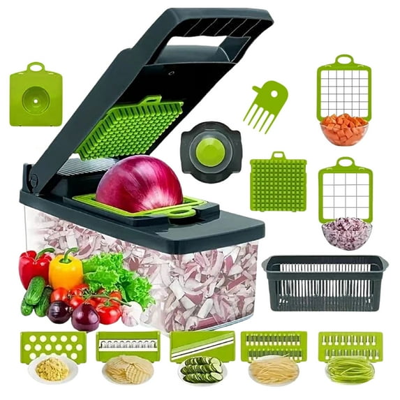 Multi-functional Vegetable Cutter Set, Kitchen Grater Slicer, 14/16 Piece Food Chopper for Effortless Meal Prep(B)