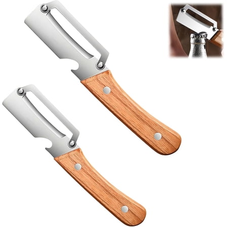 Multi-functional Vegetable Peeler For Kitchen,Premium Peeler With Wooden Handle And Bottle Opener