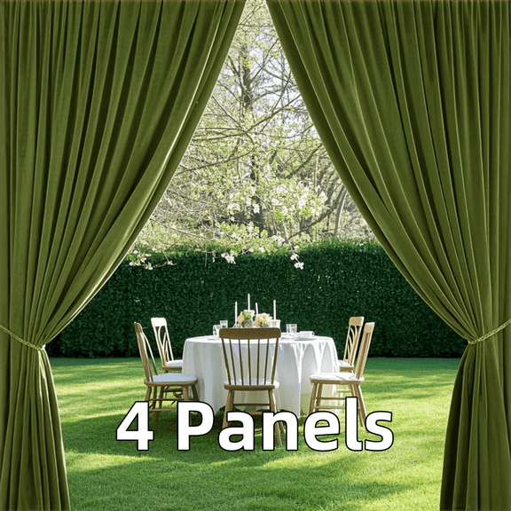 Multi-functional Velvet Back Tab Curtains, Rod Pocket & Pinch Pleat Design Light-Filtering & Thermal Insulation Ideal for Birthday, 4 Panels