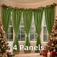 thumbnail image 1 of Multi-functional Velvet Back Tab Curtains, Rod Pocket & Pinch Pleat Design Light-Filtering & Thermal Insulation Ideal for Christmas, 4 Panels, 1 of 9