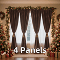 thumbnail image 1 of Multi-functional Velvet Back Tab Curtains, Rod Pocket & Pinch Pleat Design Light-Filtering & Thermal Insulation Ideal for Christmas, 4 Panels, 1 of 9