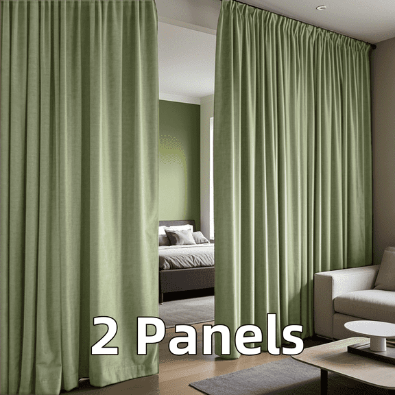 Multi-functional Velvet Back Tab Curtains, Rod Pocket & Pinch Pleat Design Light-Filtering & Thermal Insulation Ideal for Door Curtains, 2 Panels