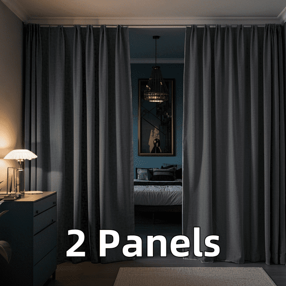Multi-functional Velvet Back Tab Curtains, Rod Pocket & Pinch Pleat Design Light-Filtering & Thermal Insulation Ideal for Door Curtains, 2 Panels