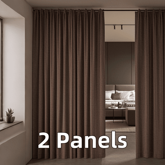 Multi-functional Velvet Back Tab Curtains, Rod Pocket & Pinch Pleat Design Light-Filtering & Thermal Insulation Ideal for Door Curtains, 2 Panels