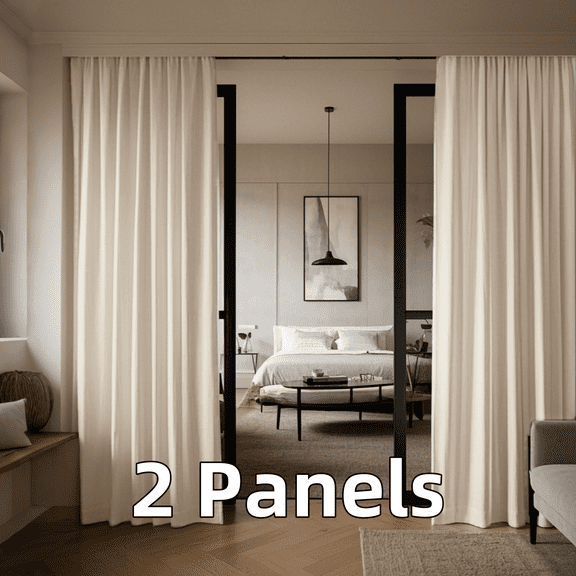 Multi-functional Velvet Back Tab Curtains, Rod Pocket & Pinch Pleat Design Light-Filtering & Thermal Insulation Ideal for Door Curtains, 2 Panels