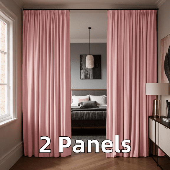 Multi-functional Velvet Back Tab Curtains, Rod Pocket & Pinch Pleat Design Light-Filtering & Thermal Insulation Ideal for Door Curtains, 2 Panels