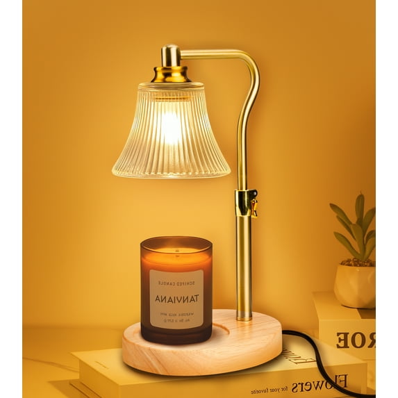 Inadays Candle Warmer Lamp w/ Timer, Dimmer, 2 Bulbs - Adjustable Height for Gold Wax Melts & Small Jar Candles - Gift for Women, Mom, Birthday - Home Desk Decor