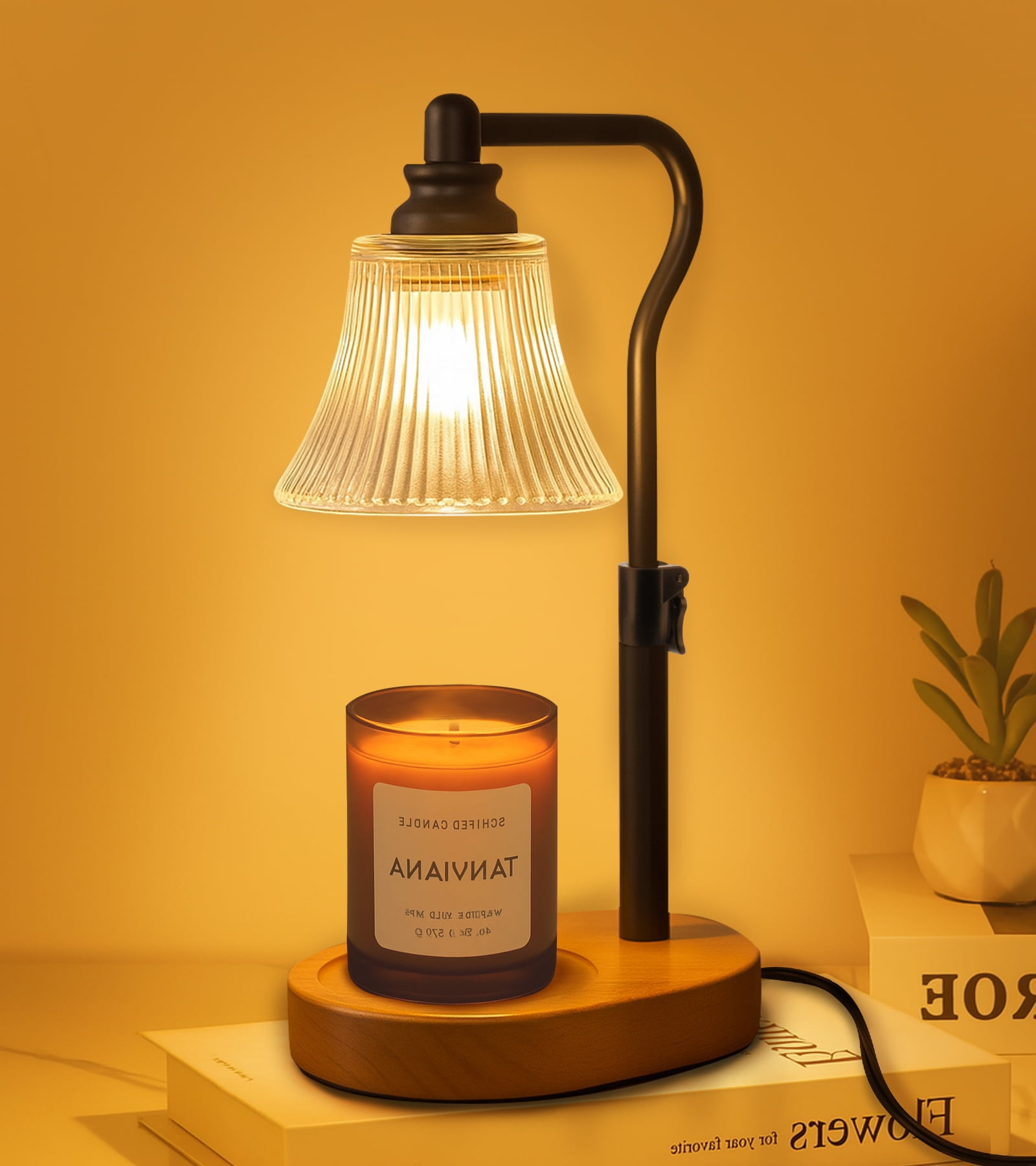 Inadays Candle Warmer Lamp w/ Timer, Dimmer, 2 Bulbs - Adjustable Height for Black Wax Melts & Small Jar Candles - Gift for Women, Mom, Birthday - Home Desk Decor