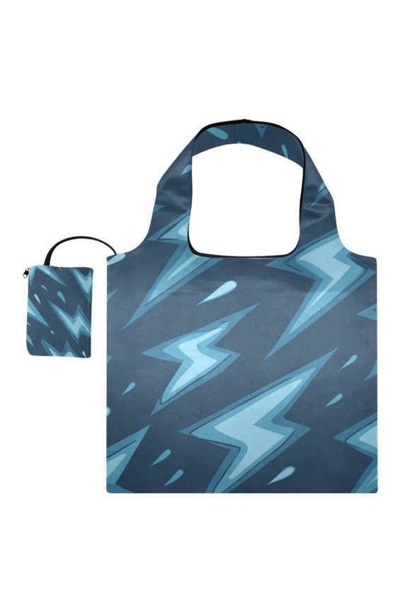 Multi-functional foldable shoulder handbag | lightweight and convenient, ready to store, fashionable and durable, suitable for daily commuting and traveling. Cartoon Blue Lightning Bolt