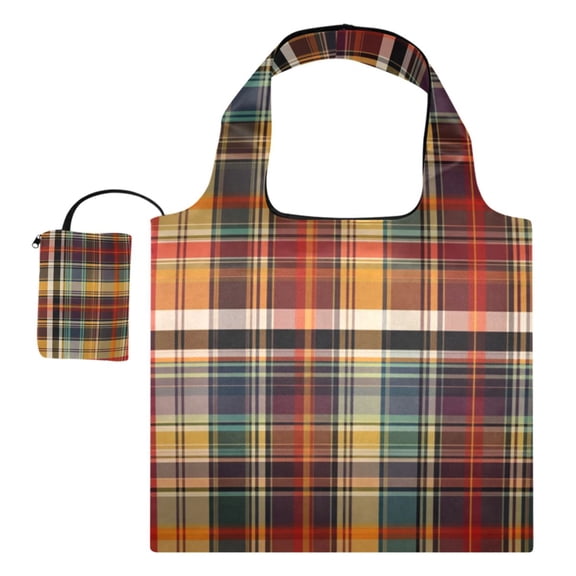 Multi-functional foldable shoulder handbag | lightweight and convenient, ready to store, fashionable and durable, suitable for daily commuting and traveling. Colorful Check Pattern