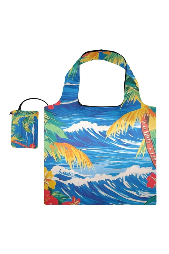 Multi-functional foldable shoulder handbag | lightweight and convenient, ready to store, fashionable and durable, suitable for daily commuting and traveling. Hawaiian Pattern Pretty