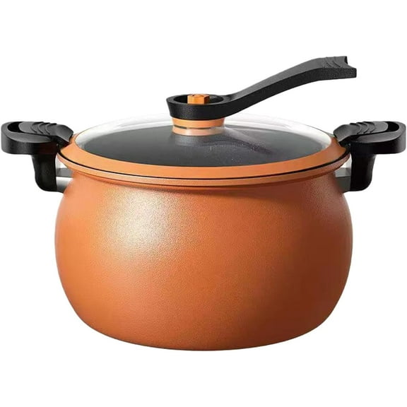 Multi-functional, large-capacity, non-stick pressure cooker, 8-quart family size, with lid, suitable for various cooking methods.