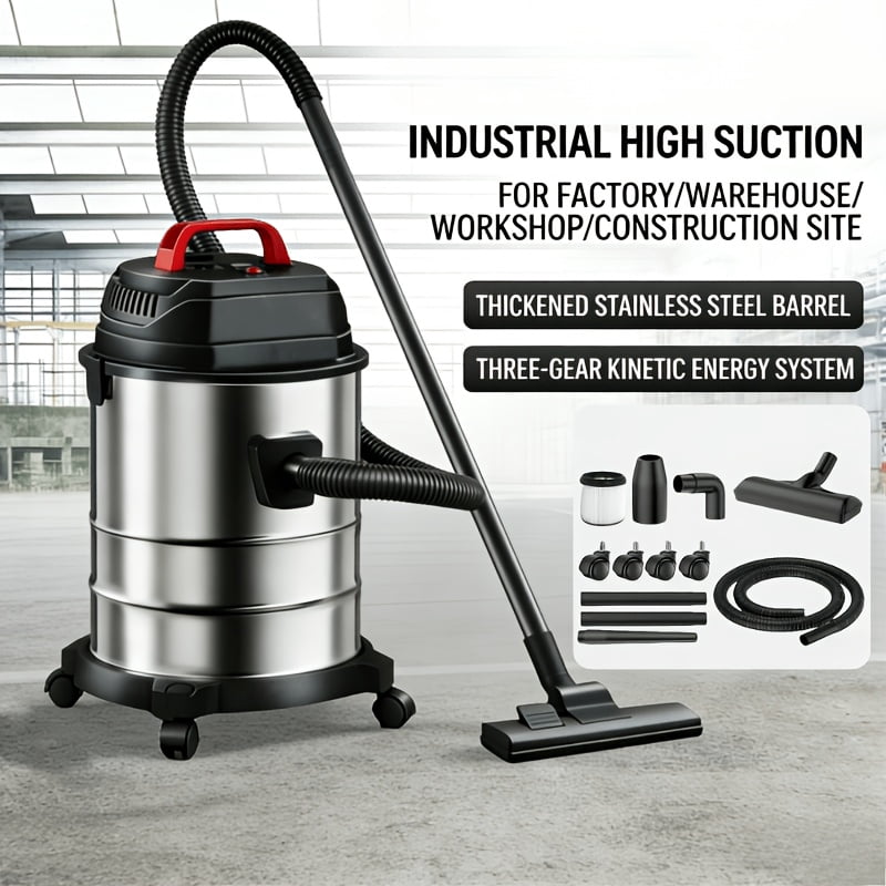 Multi-functional vacuum cleaner for household and commercial use, stainless steel body, powerful vacuum suction