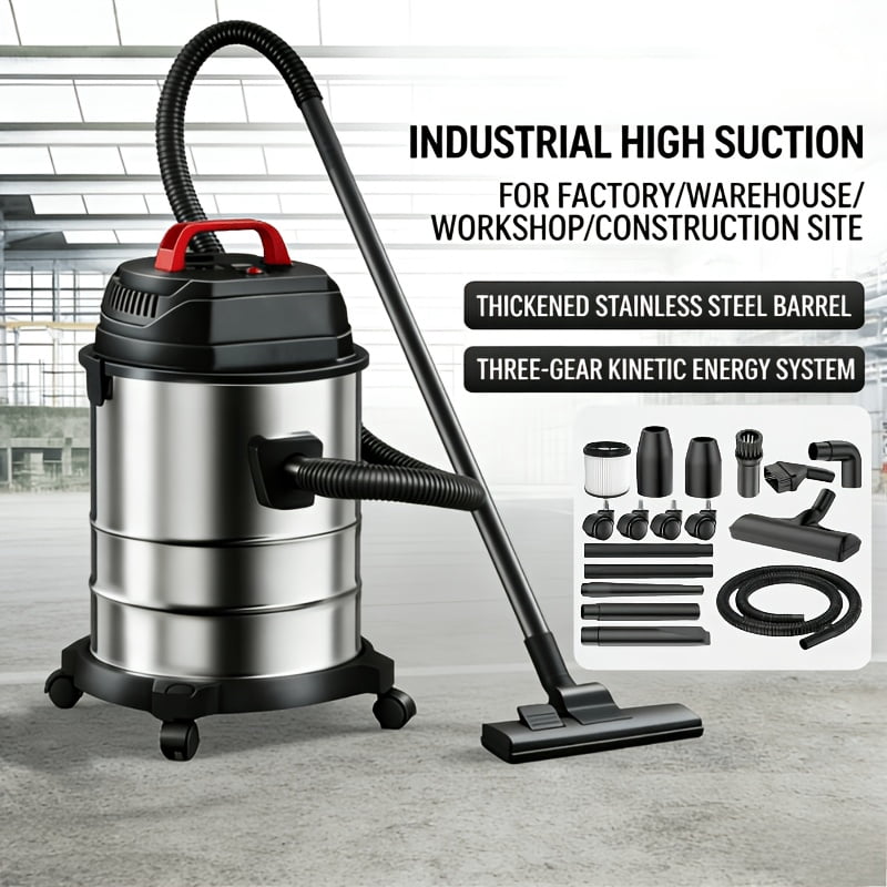 Multi-functional vacuum cleaner for household and commercial use, stainless steel body, powerful vacuum suction