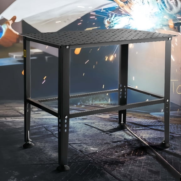 Multi-functional workbench, welding workbench, with multiple fixed holes, equipped with 4 anti-slip foot pads, wear-resistant and rust-proof, suitable for maintenance workshops and garages.