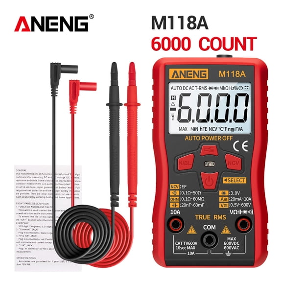 Multi-funtional Meter,Ohm Diode Tester Meter M118a Auto 6000 Ohm Lsfyyds Yorten M118a 6000 Resistance Eryue Ohm Tester Red