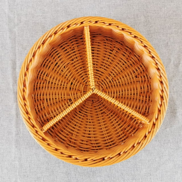 Multigrid Woven Storage Basket Tabletop Snack Serving Basket Rustic