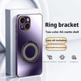 thumbnail image 1 of Multi-in-1 [KickStand+ Bling Ring Holder] for iPhone 14 Case,Two-color Flash Ring Frosted Phone Back Design, Shockproof Anti-fall Anti-fingerprint Frame Protection Cover,Darkpurple, 1 of 10