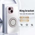 thumbnail image 1 of Multi-in-1 [KickStand+ Bling Ring Holder] for iPhone 14 Case,Two-color Flash Ring Frosted Phone Back Design, Shockproof Anti-fall Anti-fingerprint Frame Protection Cover,Titaniumwhite, 1 of 10