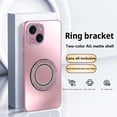 thumbnail image 1 of Multi-in-1 [KickStand+ Bling Ring Holder] for iPhone 14 Case,Two-color Flash Ring Frosted Phone Back Design, Shockproof Anti-fall Anti-fingerprint Frame Protection Cover,Pink, 1 of 10