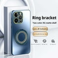 thumbnail image 1 of Multi-in-1 [KickStand+ Bling Ring Holder] for iPhone 16 Case,Two-color Flash Ring Frosted Phone Back Design, Shockproof Anti-fall Anti-fingerprint Frame Protection Cover,Titaniumblue, 1 of 10