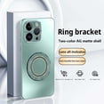 thumbnail image 1 of Multi-in-1 [KickStand+ Bling Ring Holder] for iPhone 16 Case,Two-color Flash Ring Frosted Phone Back Design, Shockproof Anti-fall Anti-fingerprint Frame Protection Cover,Green, 1 of 10