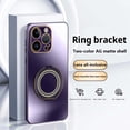 thumbnail image 1 of Multi-in-1 [KickStand+ Bling Ring Holder] for iPhone 16 Pro Case,Two-color Flash Ring Frosted Phone Back Design, Shockproof Anti-fall Anti-fingerprint Frame Protection Cover,Darkpurple, 1 of 10