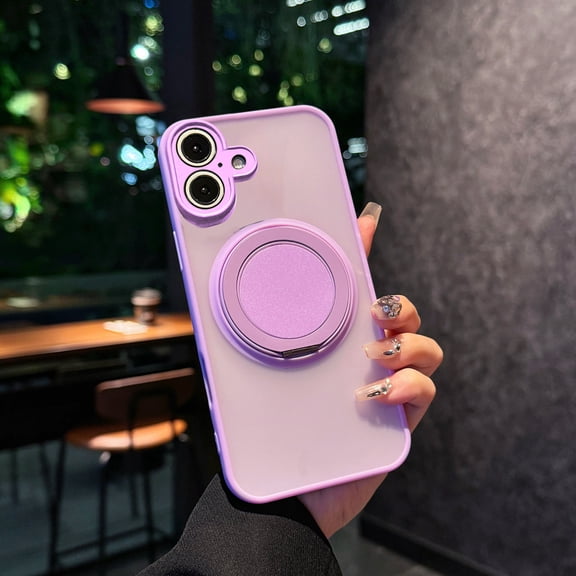 Multi-in-1 [Magnetic+ Kickstand+ Ring Holder] for iPhone 16 Case, Compatible with MagSafe, 360° Rotatable Stand with Military Shockproof Silicone Frame Protection Magnetic Cover,Purple