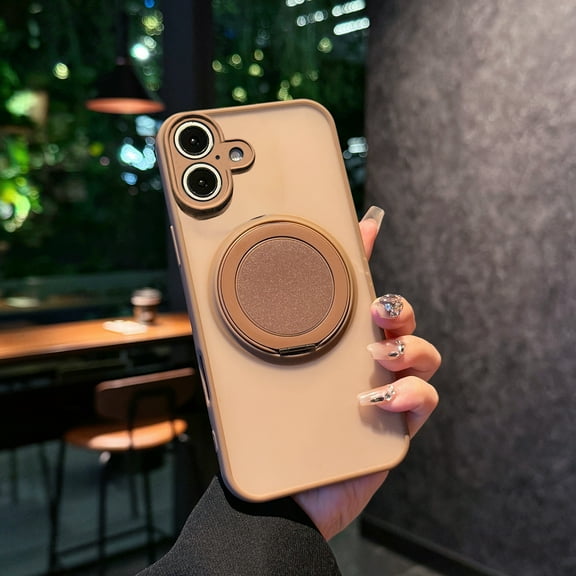 Multi-in-1 [Magnetic+ Kickstand+ Ring Holder] for iPhone 16 Case, Compatible with MagSafe, 360° Rotatable Stand with Military Shockproof Silicone Frame Protection Magnetic Cover,Brown