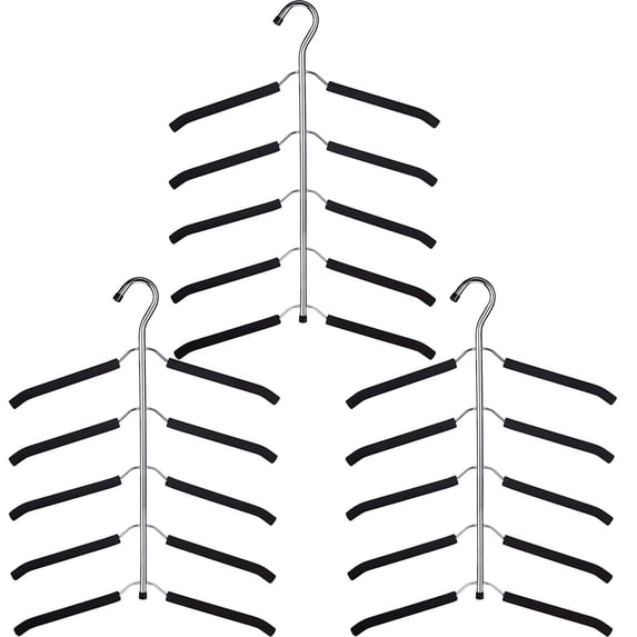 Multi-layer 5-in-1 Stainless Steel Clothes Hanger 3 Pack Closet Organizer