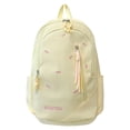 thumbnail image 1 of Nylon School Backpack, Lightweight Backpack with Bow Pendant, Spacious Trendy Backpack for Travel College Work, Yellow, 1 of 10