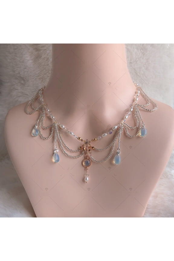 Multi-layer Crystal Moon Flower Fairy Dreamcatcher Lolita Necklace