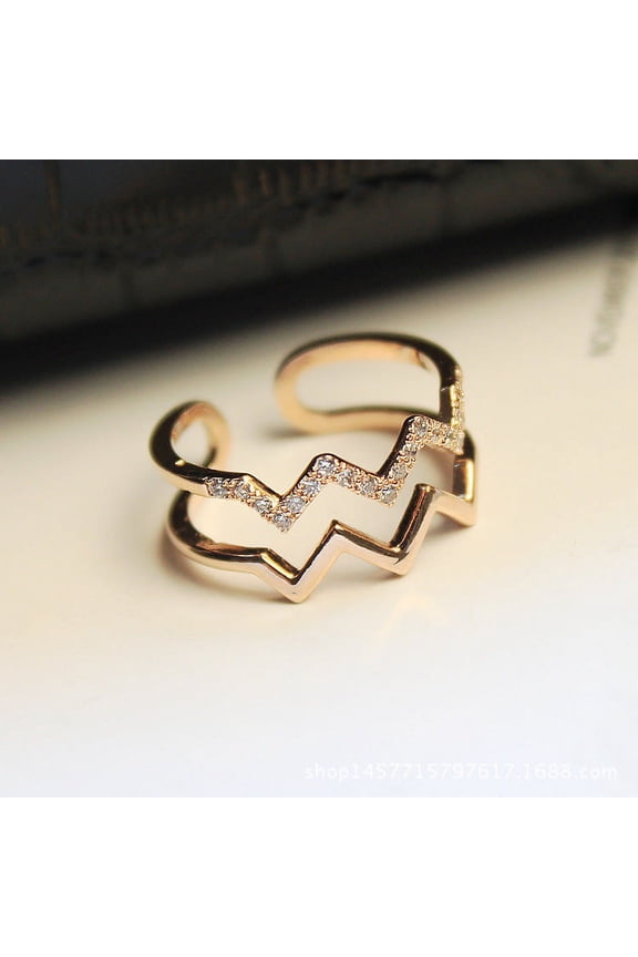 Adjustable Index Finger Ring Fashion Multi Layer Winding Design with Diamond Processing and Inlaid Artificial Gems Geometric Knuckle Ring Jewelry
