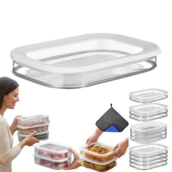 Multi-layer Food Storage Box with Lid, 2026 New Meat Container for Fridge, Ham and Cheese Container for Fridge, Stackable Food Storage Boxes with Lid for Cold Cuts, Cheese, and More
