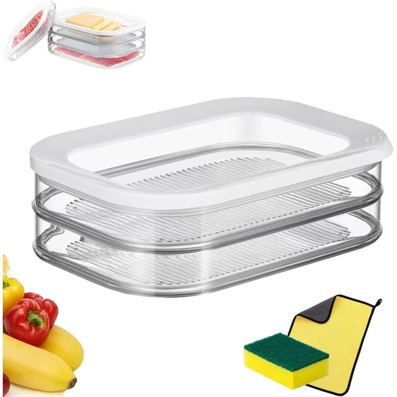 Multi-layer Food Storage Box with Lid, Deli Meat Container for Fridge, Cold Cuts Storage Containers for Fridge, For Meal Prep, Fridges Organization, Pantry Storage