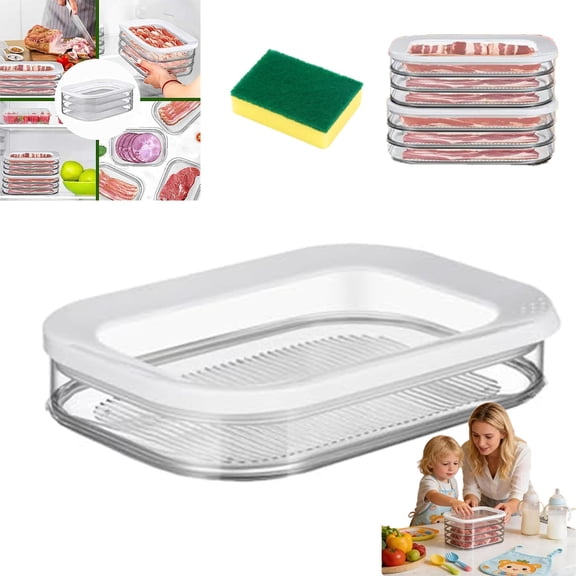 Multi-layer Food Storage Box with Lid, Deli Meat Ham and Cheese Container for Fridge, Cold Cuts Storage Containers for Fridge, Meal Prep, Fridge Organization, Pantry Storage, Deli Meat Container