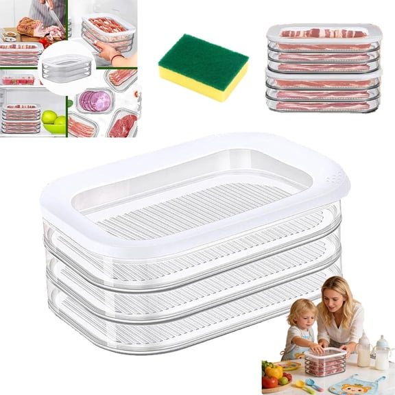 Multi-layer Food Storage Box with Lid, Deli Meat Ham and Cheese Container for Fridge, Cold Cuts Storage Containers for Fridge, Meal Prep, Fridge Organization, Pantry Storage, Deli Meat Container