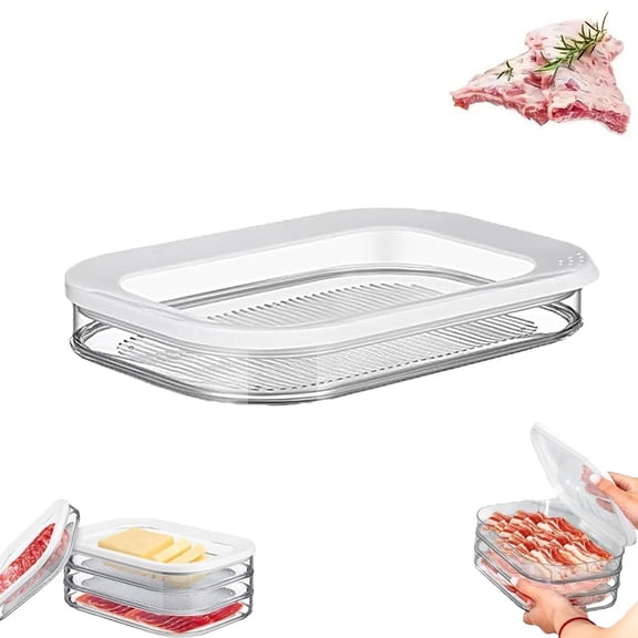 Multi-layer Food Storage Box with Lid, Deli Meat Ham and Cheese Container for Fridge, Stackable Meal Prep Container Set for Refrigerator, Pantry & Deli