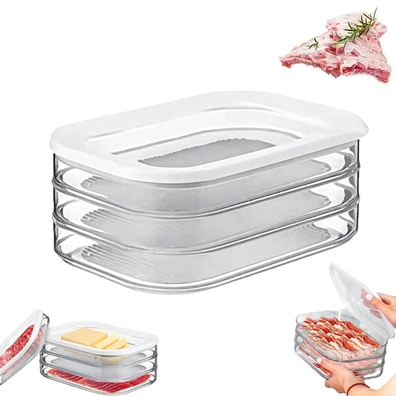 Multi-layer Food Storage Box with Lid, Deli Meat Ham and Cheese Container for Fridge, Stackable Meal Prep Container Set for Refrigerator, Pantry & Deli