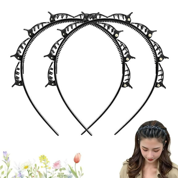 Multi-layer Hollow Braided Headband，Butterfly Clip Headband for Women，Braided Headbands，Double Layer Toothed Design Hair Accessories for Women